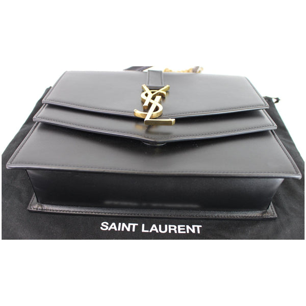 YVES SAINT LAURENT Montaigne Double Flap Leather Shoulder Bag Black