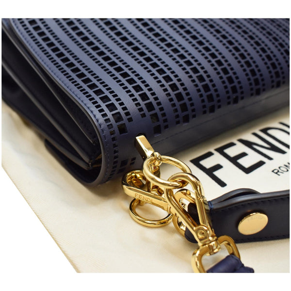FENDI Small Kan I Perforated Leather Shoulder Bag Blue