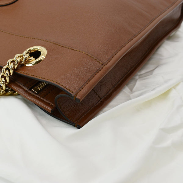GUCCI Rajah Large Leather Tote Shoulder Bag Brown 537219