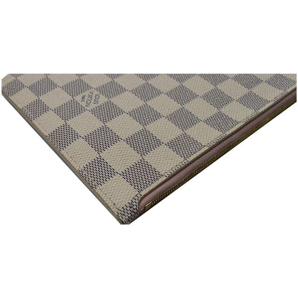 LOUIS VUITTON Neverfull MM Damier Azur Pochette Wristlet Pouch Rose Ballerine