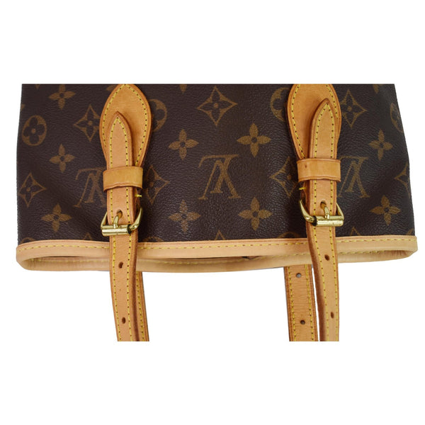 LOUIS VUITTON Petit Bucket Monogram Canvas Shoulder Bag Brown