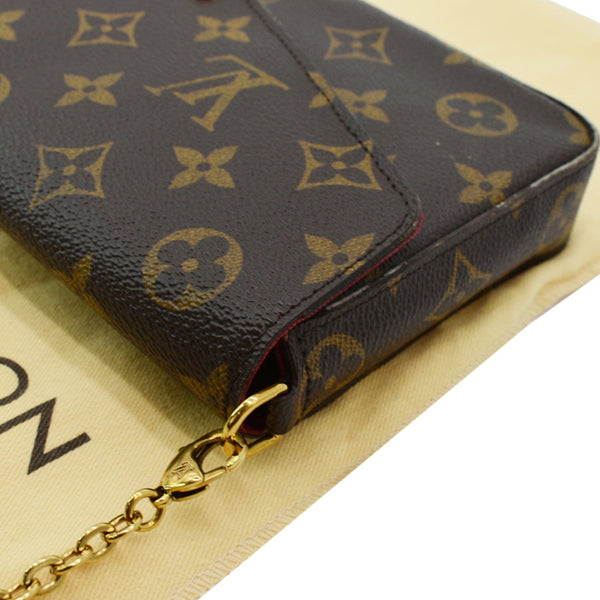 LOUIS VUITTON Felicie Monogram Canvas Pochette Crossbody Bag Brown