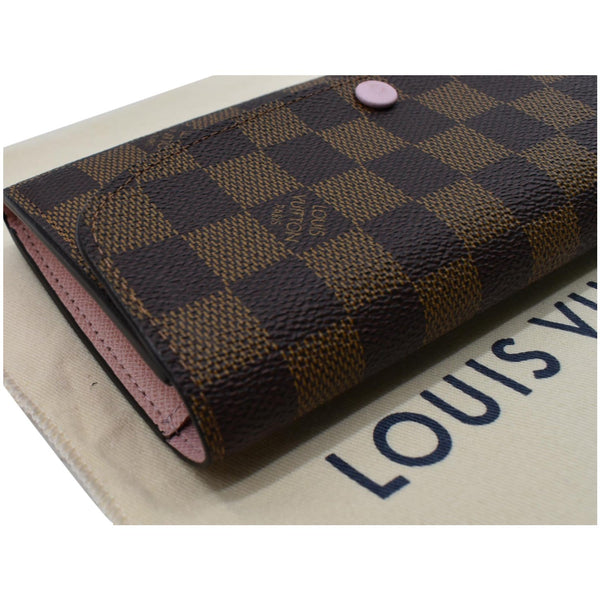 LOUIS VUITTON Emilie Damier Ebene Wallet Rose Ballerine
