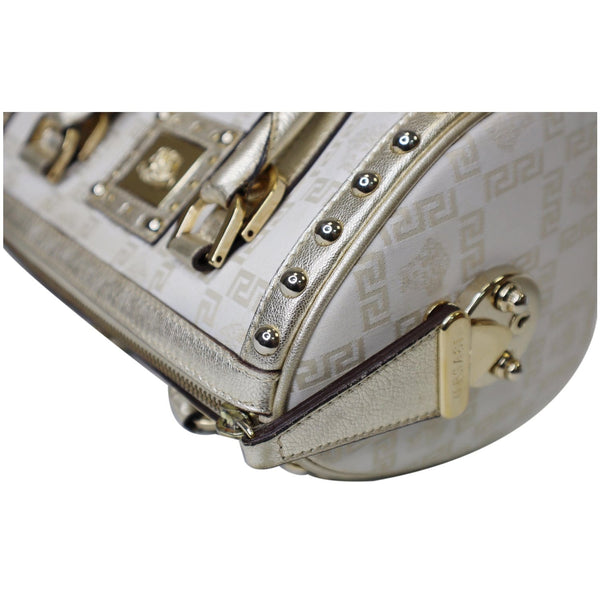 VERSACE Snap Out Of It Medusa Jacquard Boston Handbag Silver