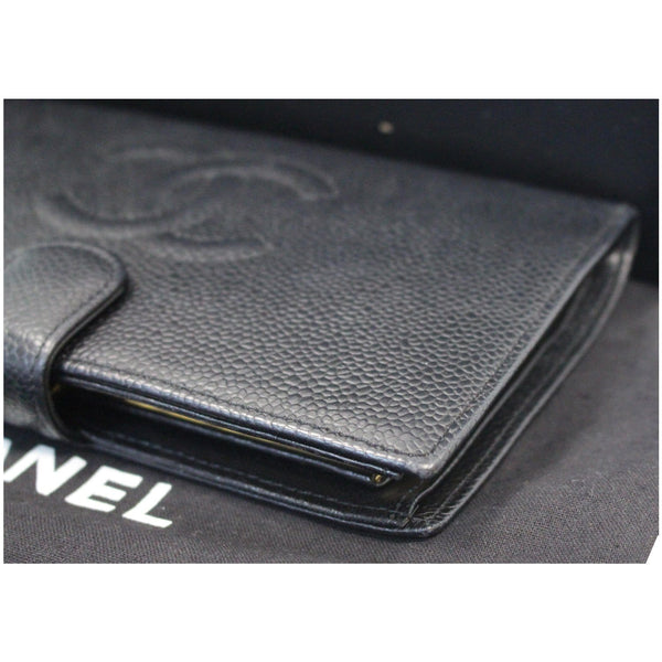 CHANEL Long Bi-Fold Caviar Leather Wallet Black