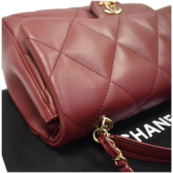 CHANEL Large Quilted Classic Flap Lambskin Leather Shoulder Bag Red