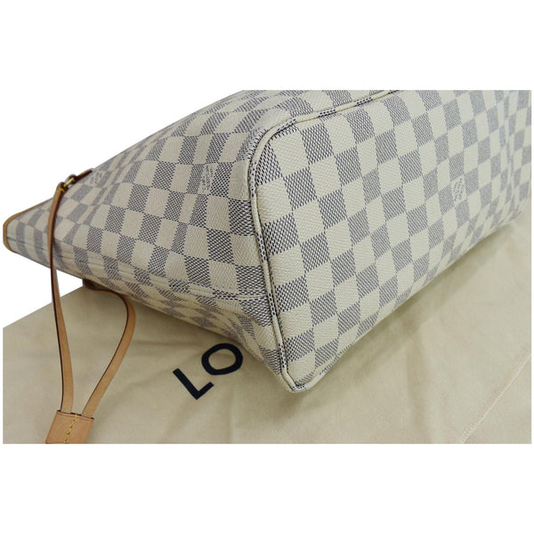 LOUIS VUITTON Neverfull MM Damier Azur Tote Bag Rose Ballerine