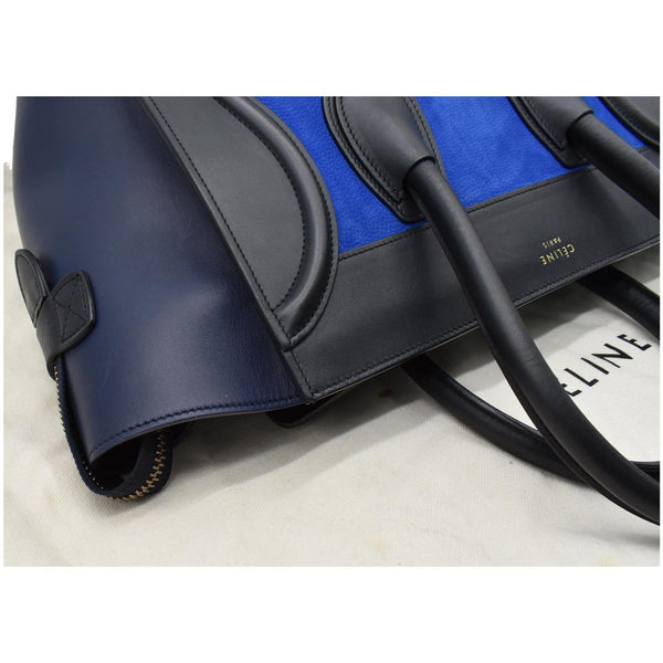 CELINE Mini Luggage Nubuck Calfskin Suede Leather Tote Bag Tri-Color