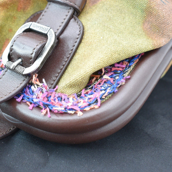 CHANEL Graffiti On-The-Pavement Canvas Bowling Bag Khaki Washed