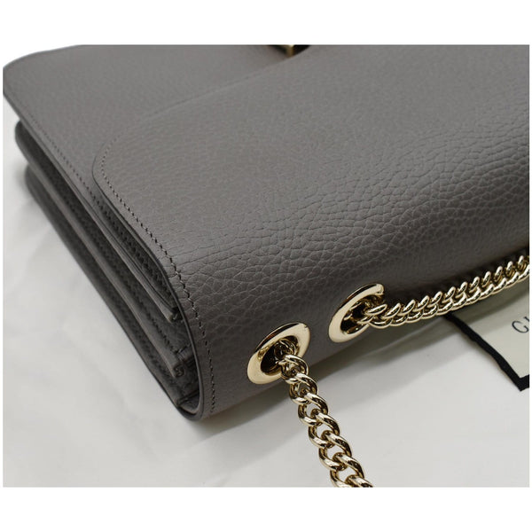 GUCCI Interlocking GG Calfskin Leather Crossbody Bag Grey 510303