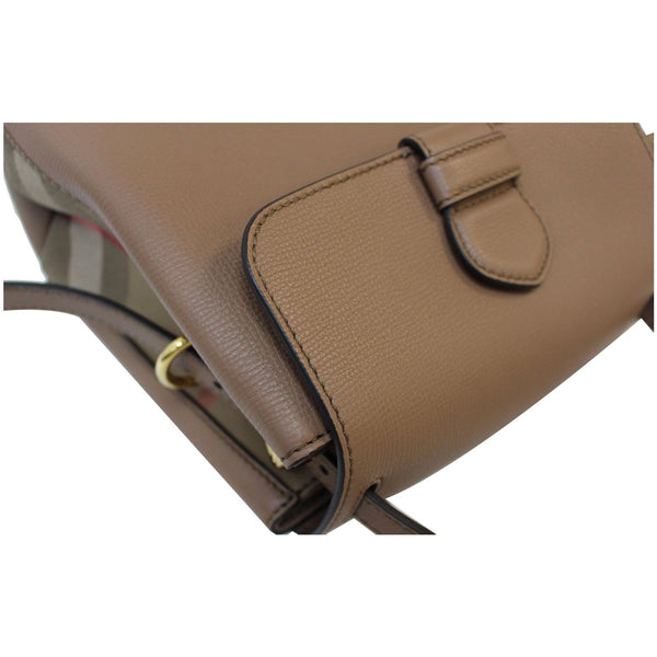 BURBERRY Camberley Small House Check Leather Shoulder Bag Beige