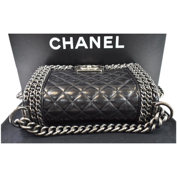 Chanel Small Boy Embellished Chain Lambskin Handbag full preview