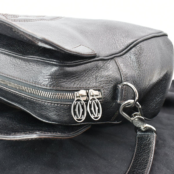 CARTIER Marcello de Cartier Leather Large Shoulder Bag Black