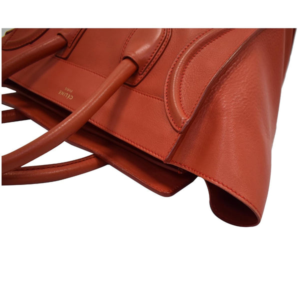 CELINE Drummed Mini Luggage Calfskin Leather Tote Bag Red