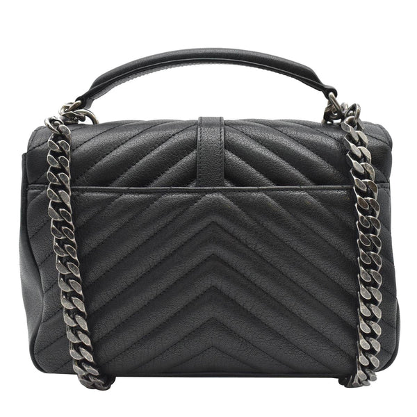 YVES SAINT LAURENT College Medium Monogram Chevron Leather Crossbody Bag Black