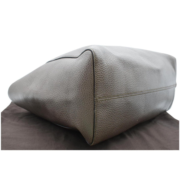 GUCCI Swing Pebbled Calfskin Leather Tote Bag Taupe 354397