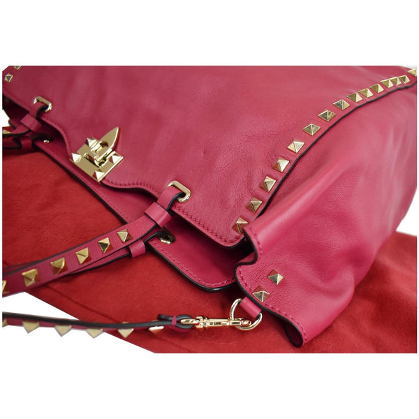 VALENTINO Rockstud Leather Medium Tote Shoulder Bag Pink