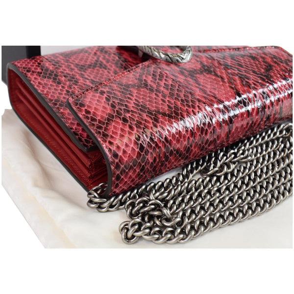 GUCCI Dionysus Mini Python Leather Crossbody Chain Wallet Red 401231
