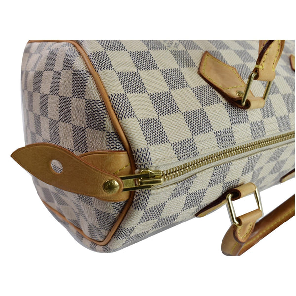 Louis Vuitton Damier Azur Speedy 30 Satchel Handbag top corner