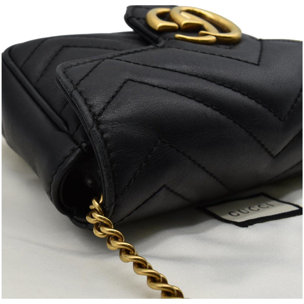 GUCCI GG Marmont Super Mini Leather Crossbody Bag Black 476433