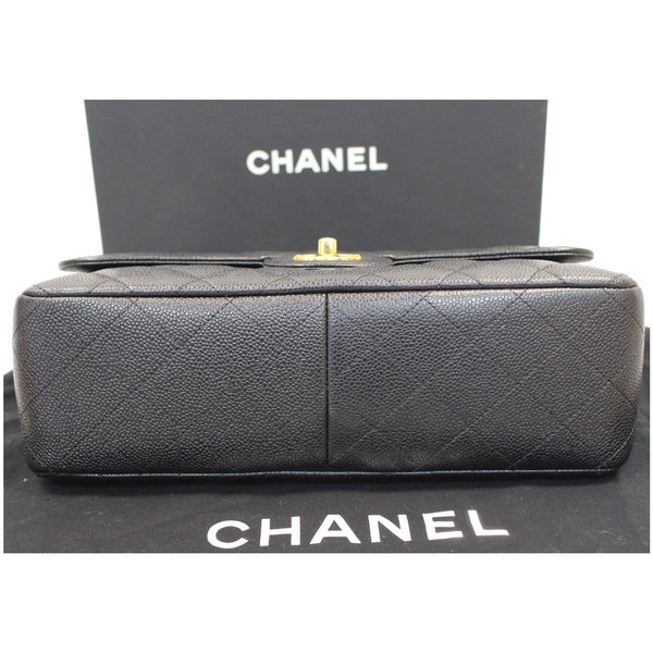 CHANEL Jumbo Double Flap Caviar Leather Shoulder Bag Black