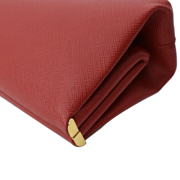Prada East-West Frame Saffiano Leather Clutch Bag Red | DDH