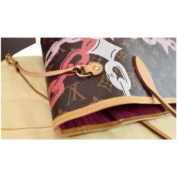 LOUIS VUITTON Bay Neverfull MM Monogram Canvas Tote Bag Fuchsia