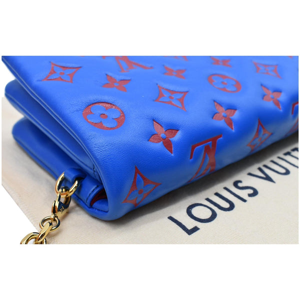 LOUIS VUITTON Coussin Monogram Embossed Pochette Crossbody Bag Blue
