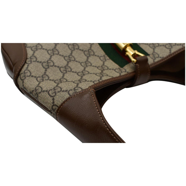 GUCCI Jackie 1961 Small GG Supreme Canvas Leather Hobo Bag Beige 636706