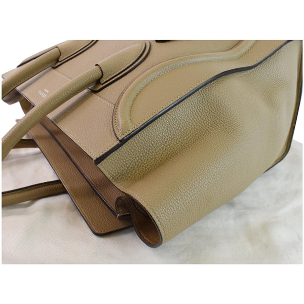 CELINE Drummed Calfskin Leather Mini Luggage Tote Bag Dune