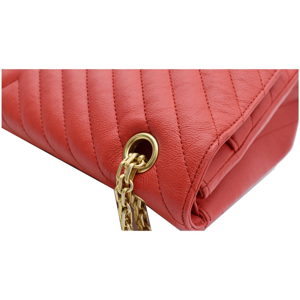 CHANEL 2.55 Reissue Double Flap Chevron Leather Shoulder Bag Red