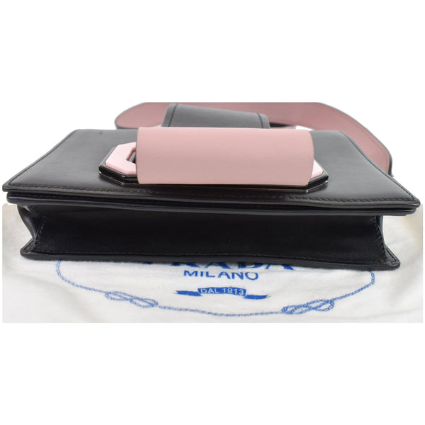 PRADA City Plex Ribbon Small Calfskin Shoulder Bag Black/Pink