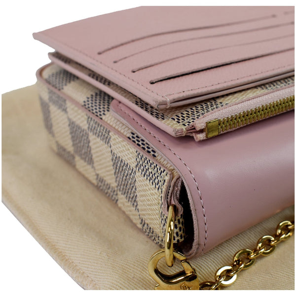 LOUIS VUITTON Pochette Felicie Damier Azur Chain Wallet Pastel Pink
