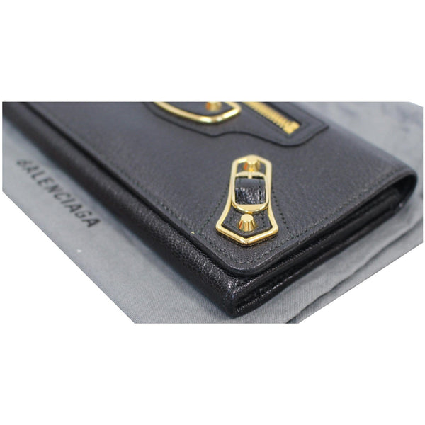 BALENCIAGA Classic Metallic Edge Continental Zip Around Wallet Black - 25% OFF