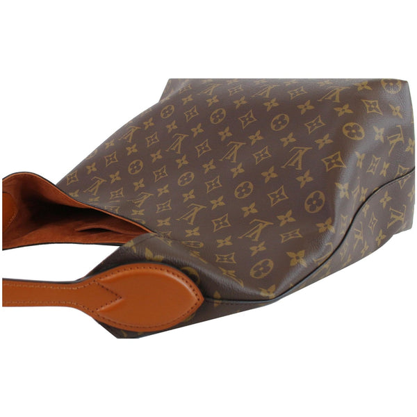 LOUIS VUITTON Flower Monogram Canvas Shoulder Hobo Bag Brown