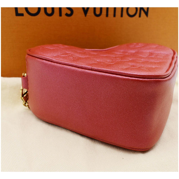 LOUIS VUITTON Heart on Chain Monogram Embossed Crossbody Bag Red