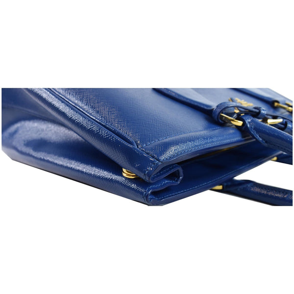PRADA Parabole Saffiano Lux Leather Shopping Tote Blue