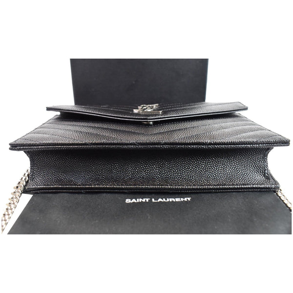 YVES SAINT LAURENT Envelope Monogram Leather Crossbody Chain Wallet Black