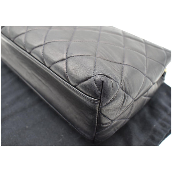 CHANEL Vintage Quilted Leather Chain Handle Tote Bag Black