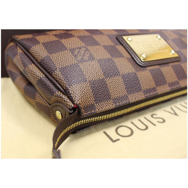 LOUIS VUITTON Pochette Eva Damier Ebene Clutch Crossbody Bag Brown