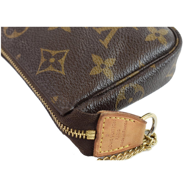 LOUIS VUITTON Mini Pochette Monogram Canvas Accessories Pouch Brown