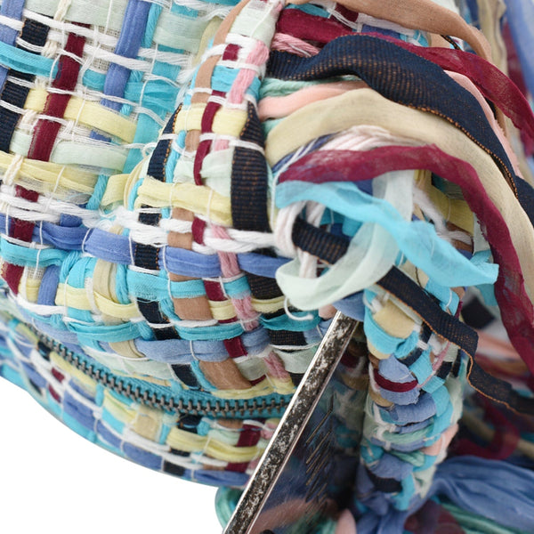 CHANEL Coco Cuba Hammock Tweed Woven Hobo Bag Turquoise