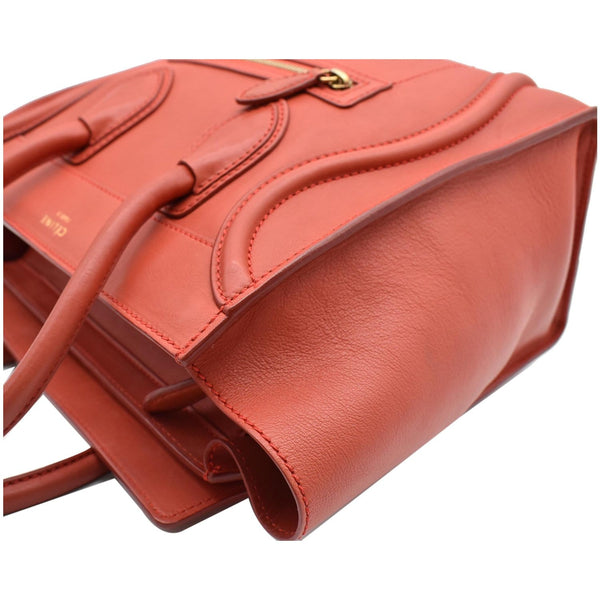 Celine Micro Luggage Calfskin Leather Tote Bag - Red color