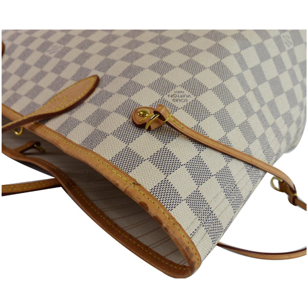 LOUIS VUITTON Neverfull MM Damier Azur Tote Shoulder Bag White