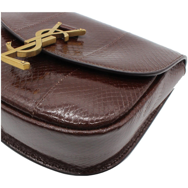 YVES SAINT LAURENT Kaia Small Snakeskin Embossed Leather Crossbody Bag Brown - Final Sale