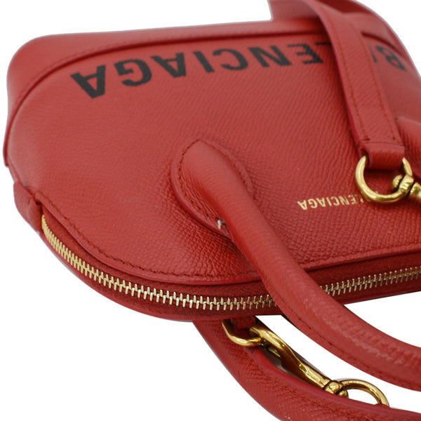 BALENCIAGA Ville Dome Leather Top Handle Crossbody Bag Red