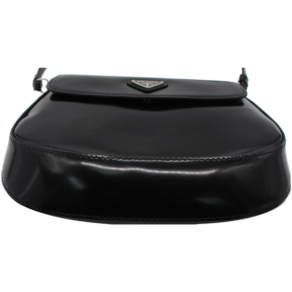 PRADA Cleo Brushed Leather Shoulder Bag Black