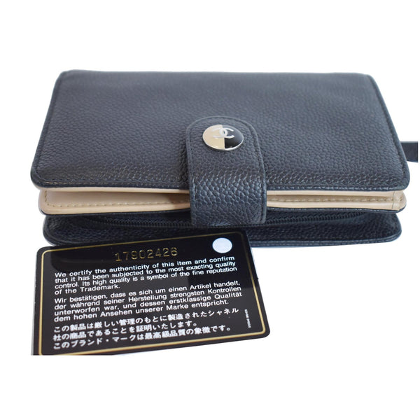 CHANEL Bifold Caviar Leather Wallet Black