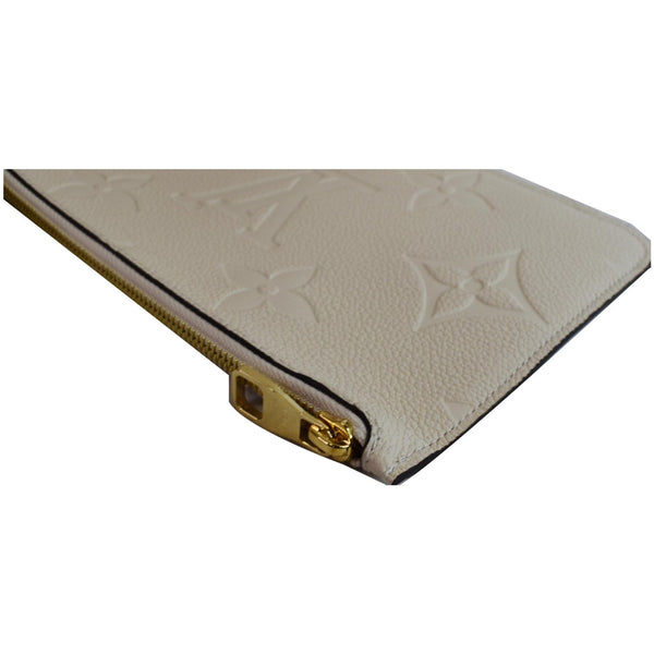 LOUIS VUITTON Empreinte Monogram Neverfull MM Pochette Wristlet Cream