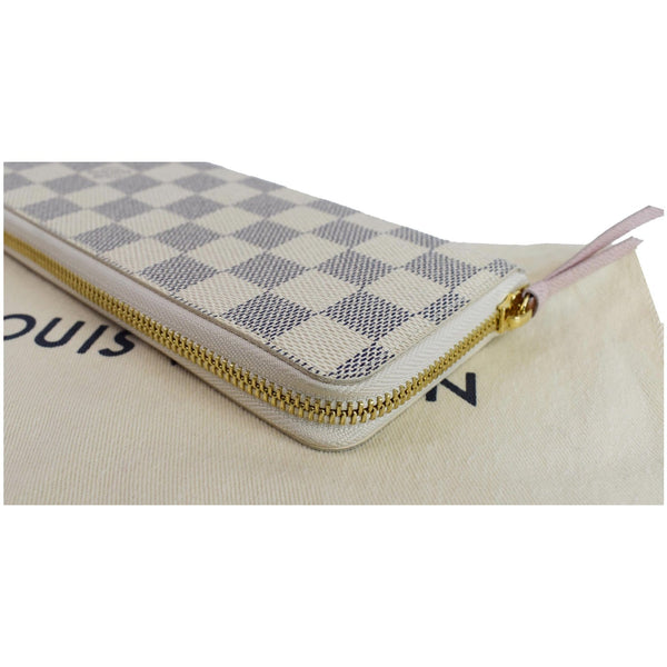 LOUIS VUITTON Clemence Damier Azur Zippy Wallet White